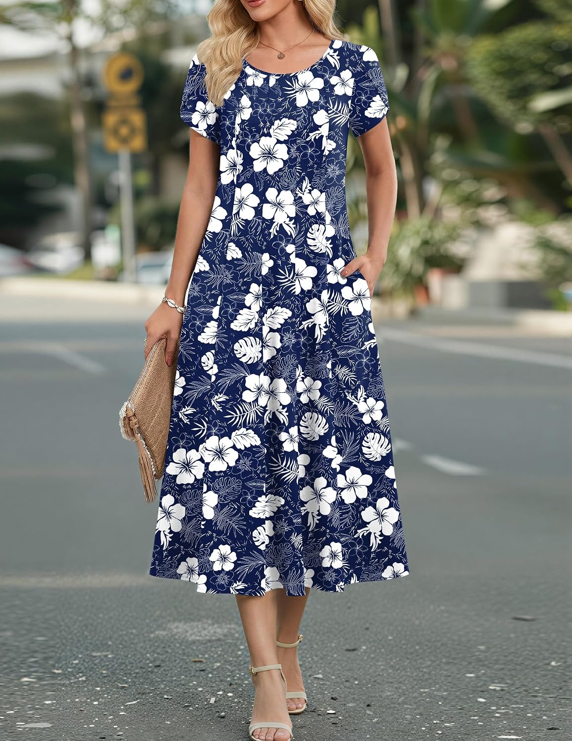 Zeagoo Womens Summer Midi Dress With Pockets S XXL