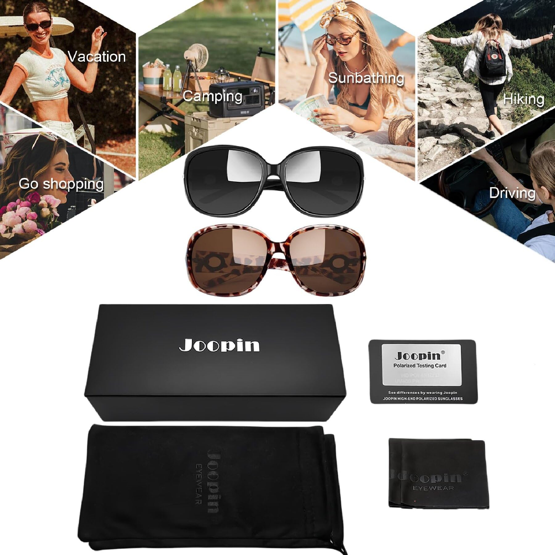 Joopin Oversized Polarised Sunglasses For Women Retro Frames