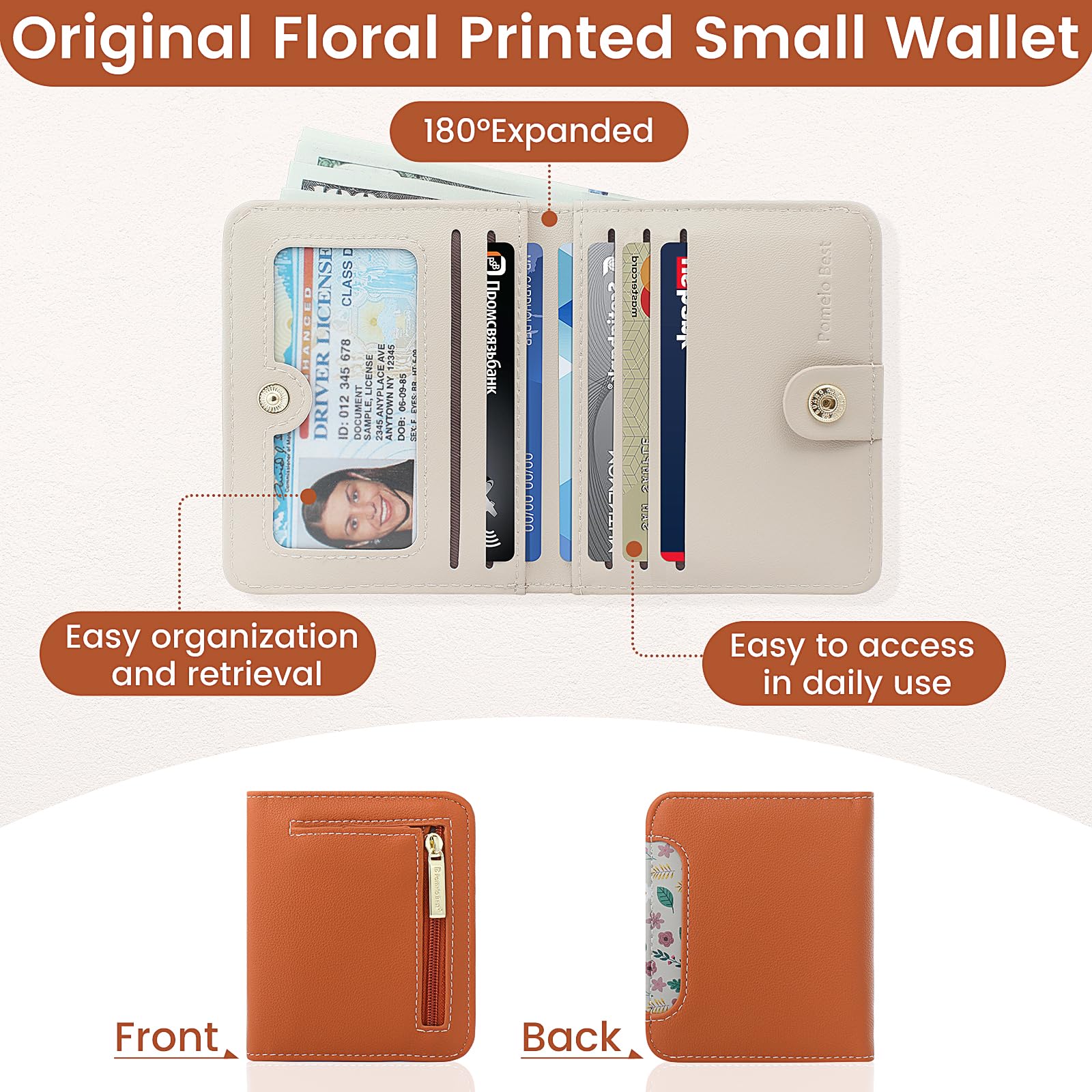 Pomelo Best Pink RFID Blocking Small Wallet With Zipper