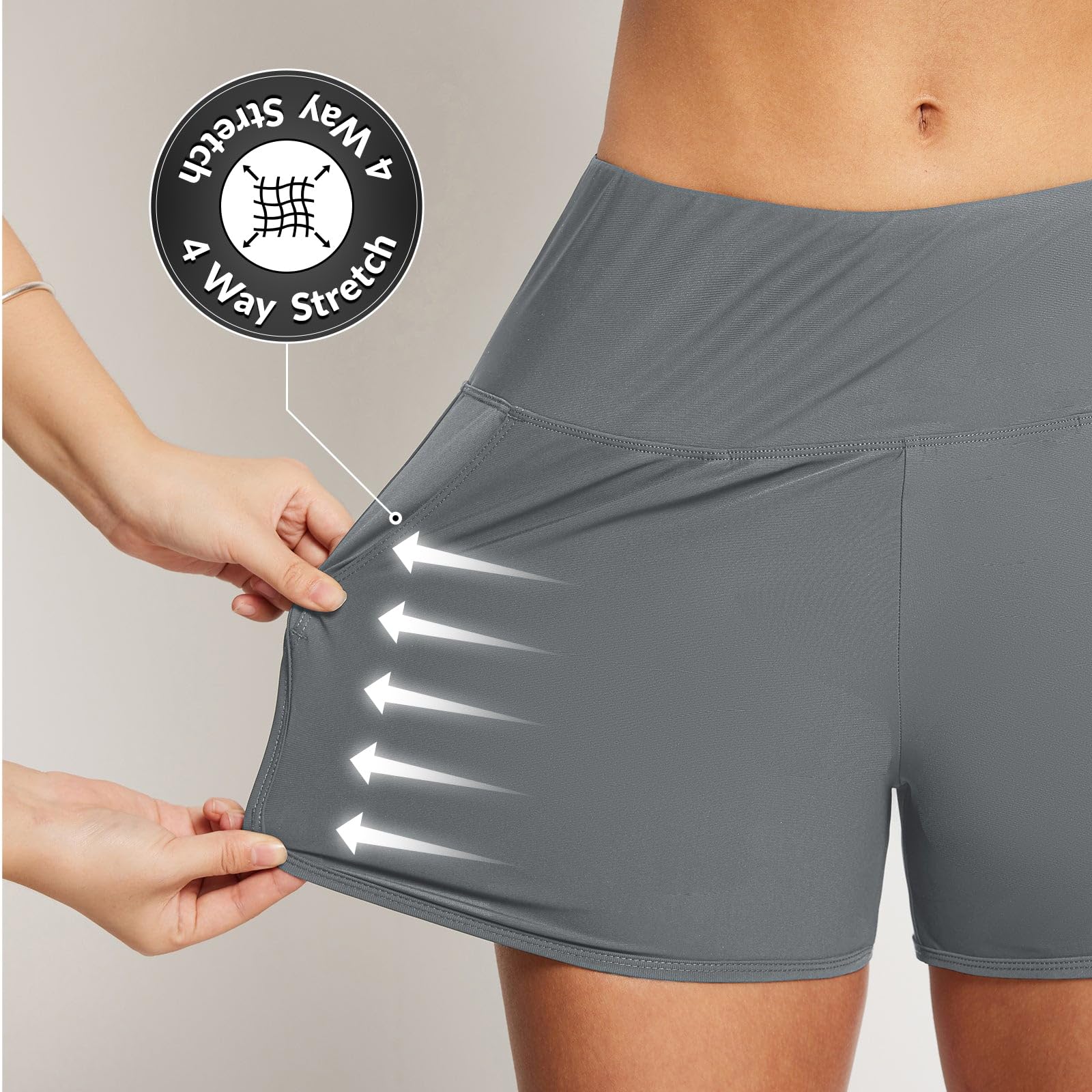 Baleaf Tummy Control High Waisted Swim Shorts With Pockets