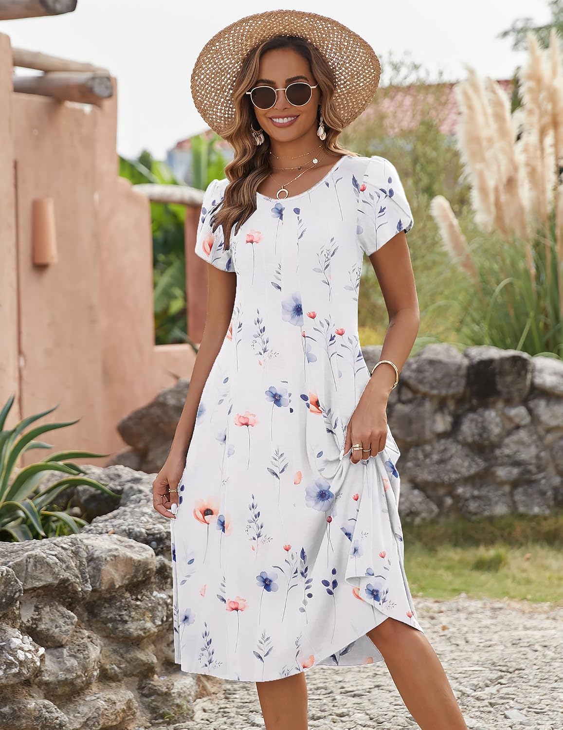 Zeagoo Womens Summer Midi Dress With Pockets S XXL