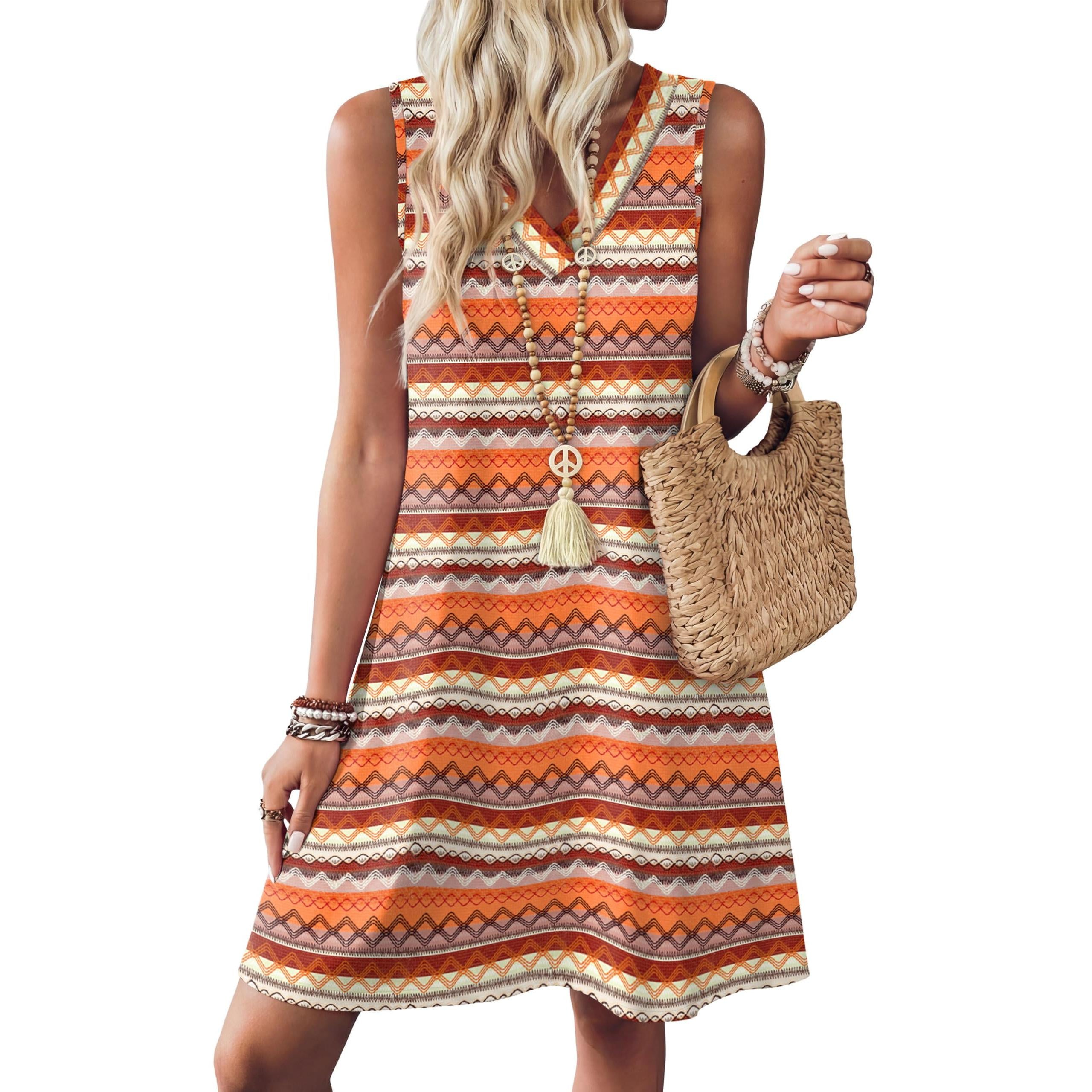 Aokosor Womens Sleeveless Summer Dress With Pockets V Neck