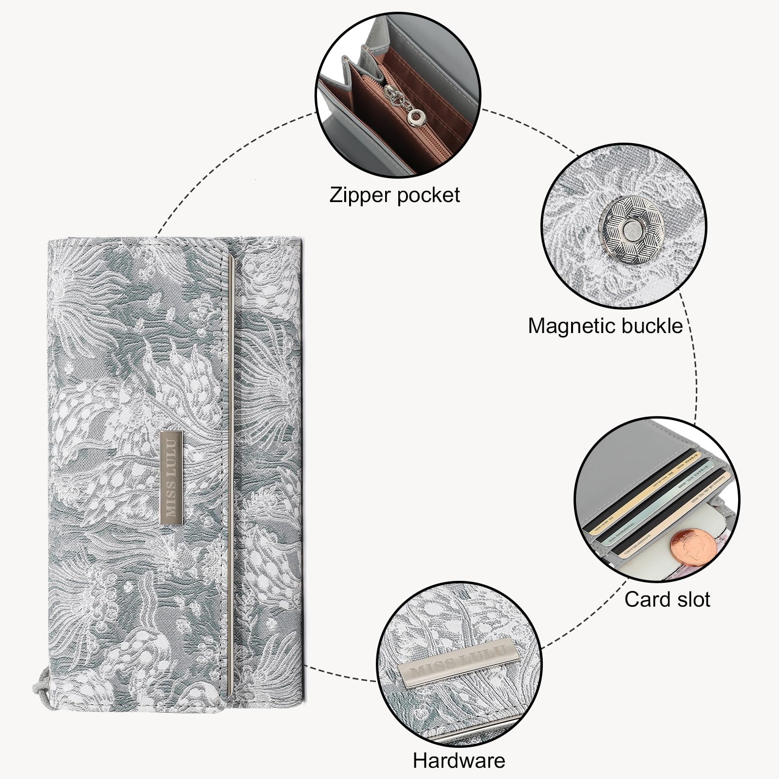 Multi Color Long Wallet Clutch For Women