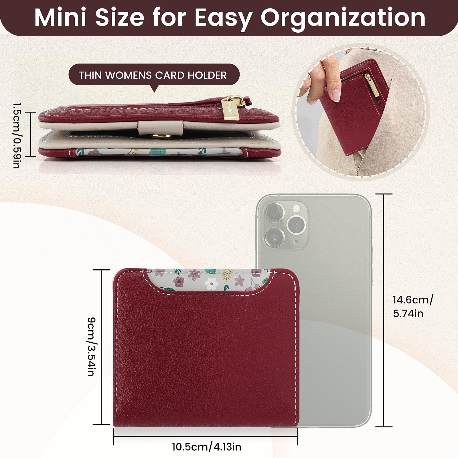 Pomelo Best Pink RFID Blocking Small Wallet With Zipper
