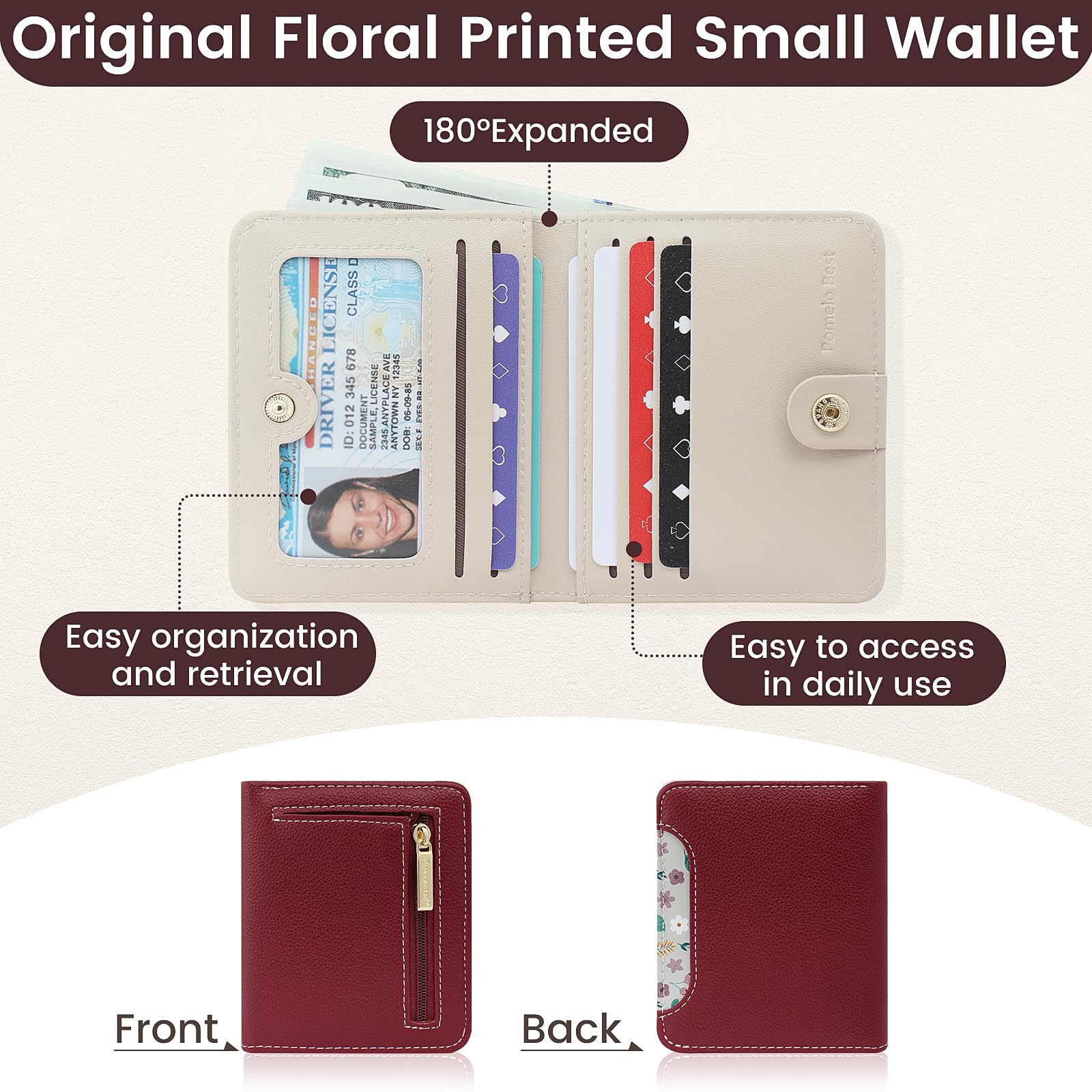 Pomelo Best Pink RFID Blocking Small Wallet With Zipper