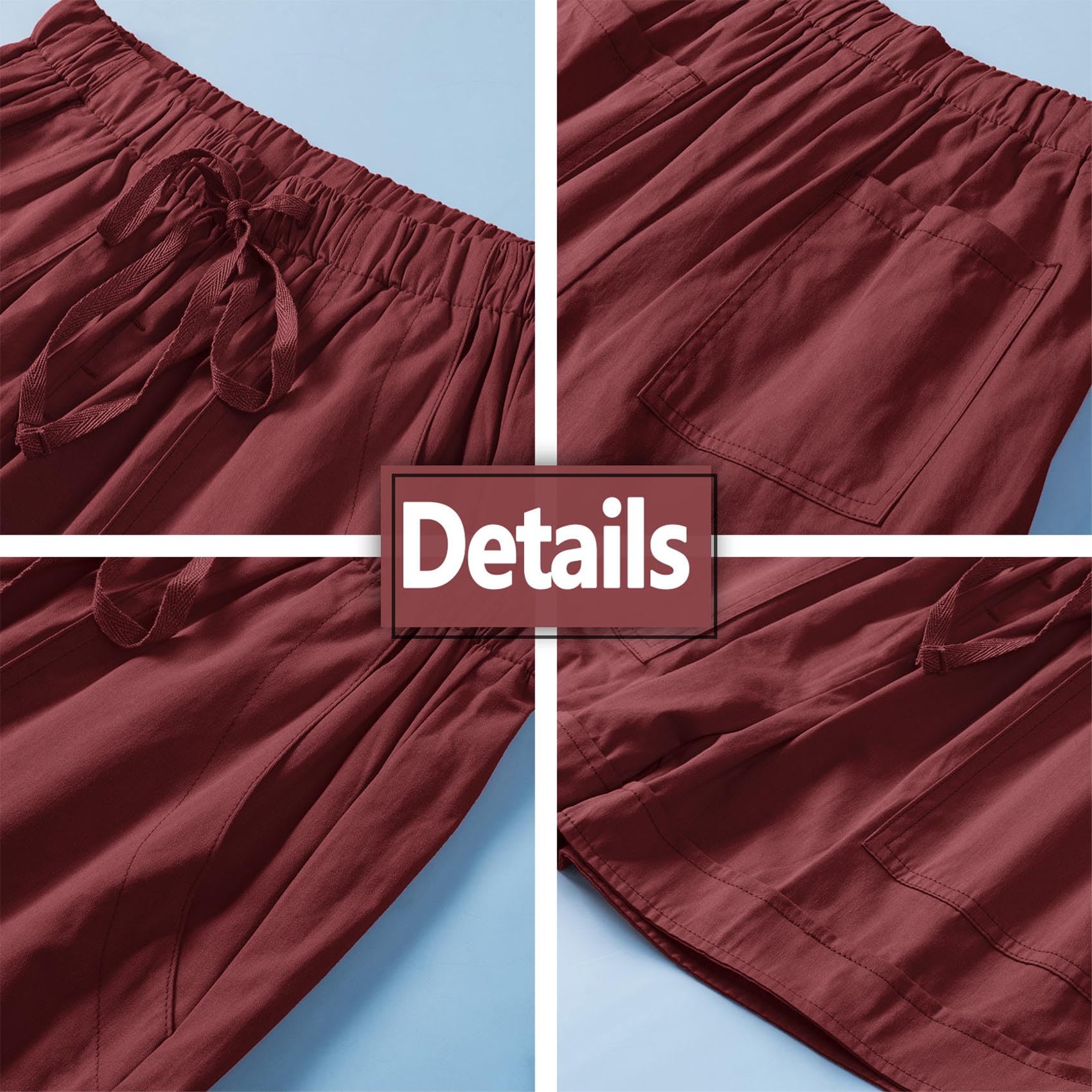 Comefohome Womens Cotton Drawstring Shorts With Pockets