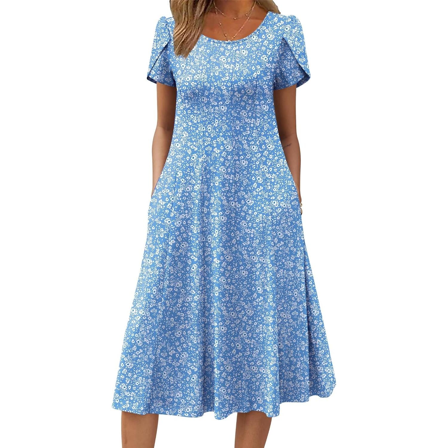 Zeagoo Womens Summer Midi Dress With Pockets S XXL