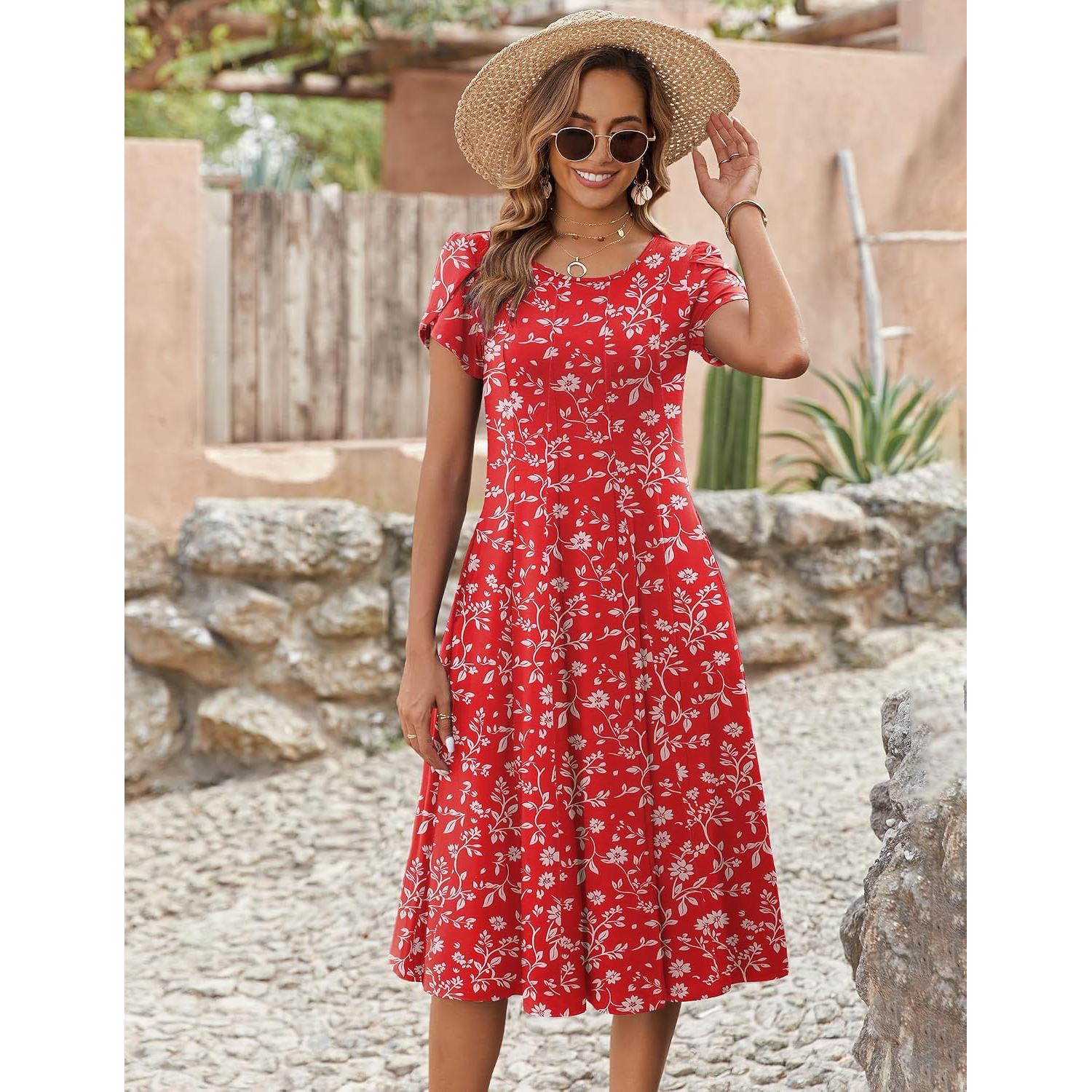 Zeagoo Womens Summer Midi Dress With Pockets S XXL
