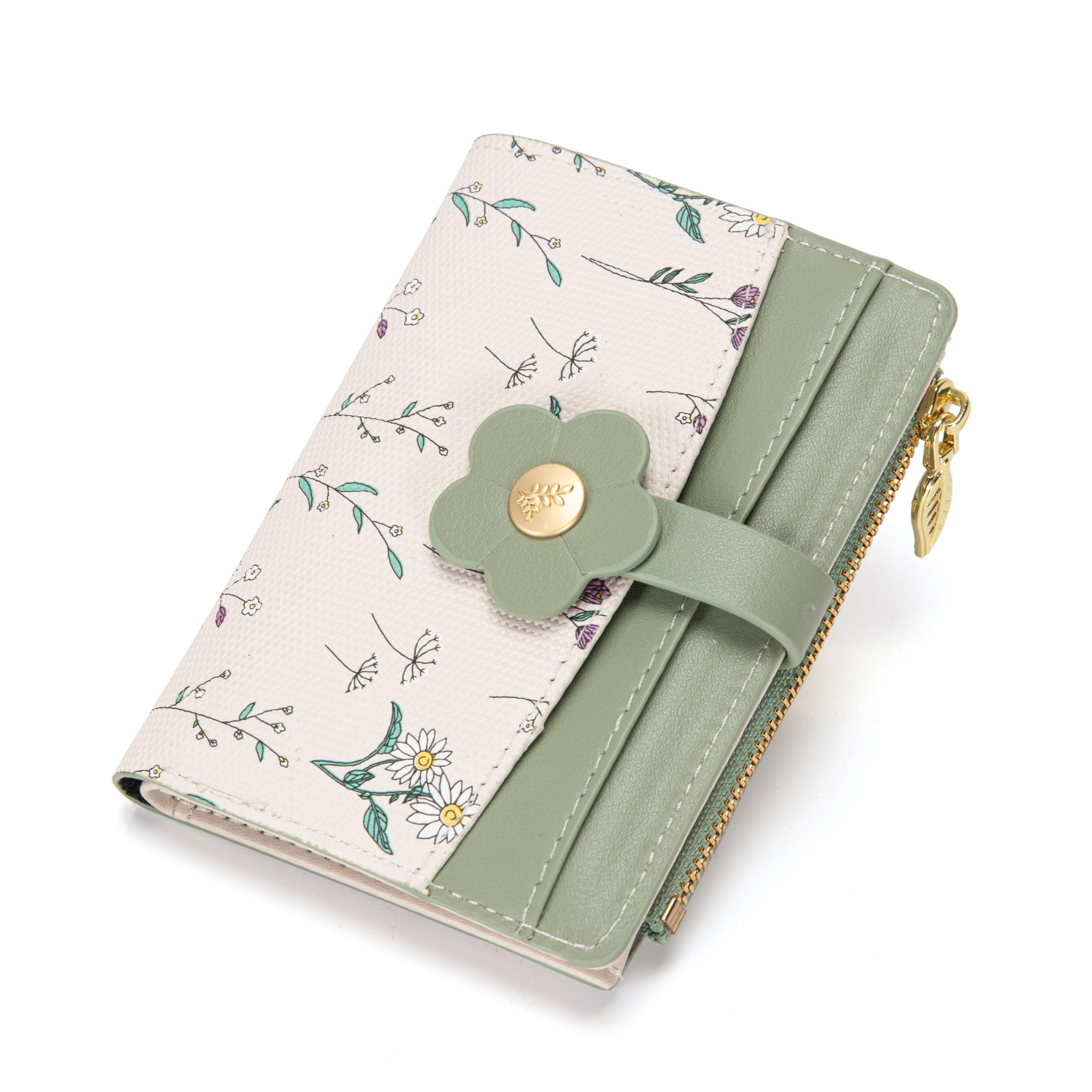 Chaofanxi RFID Blocking Green Leather Bifold Wallet