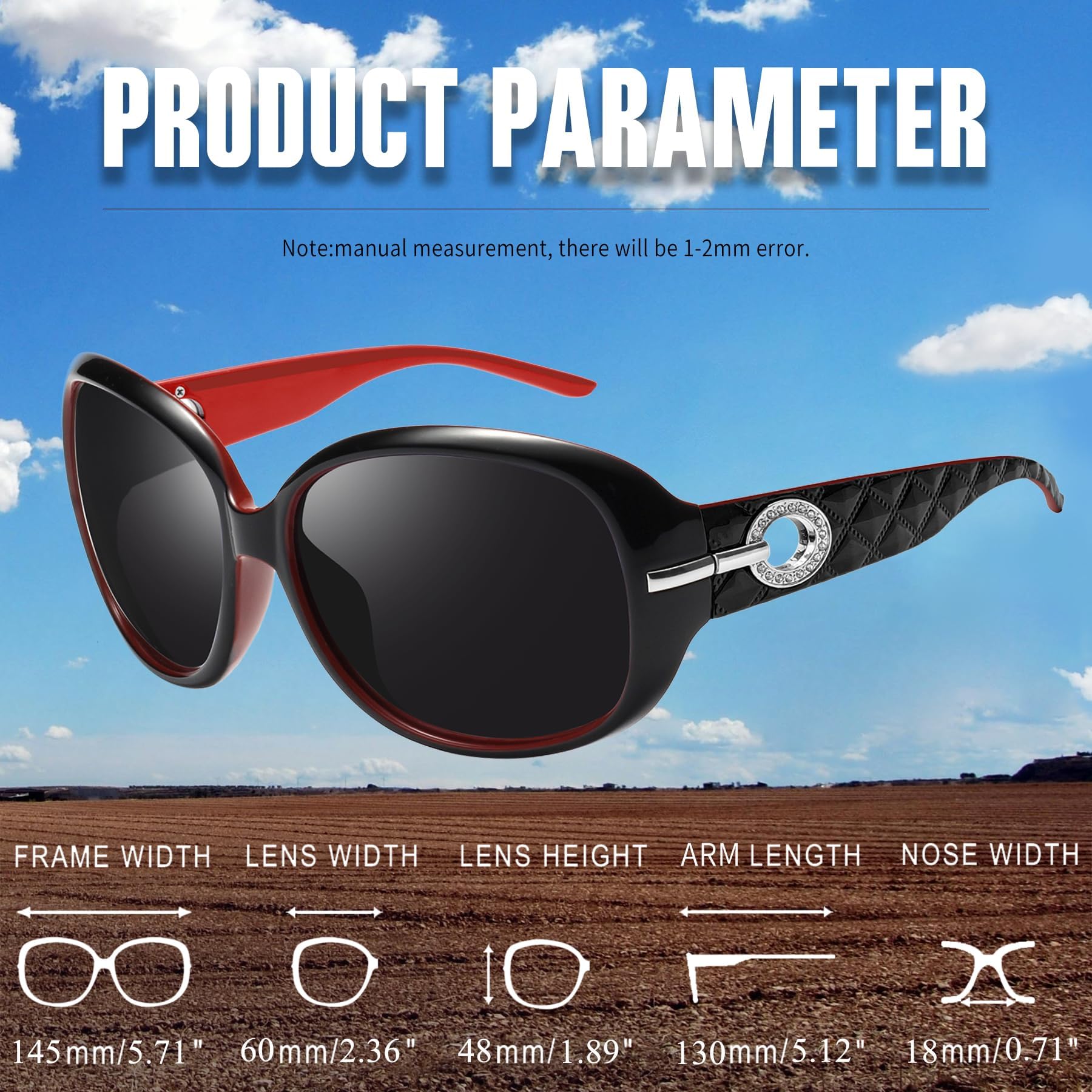 Joopin Oversized Polarised Sunglasses For Women Retro Frames