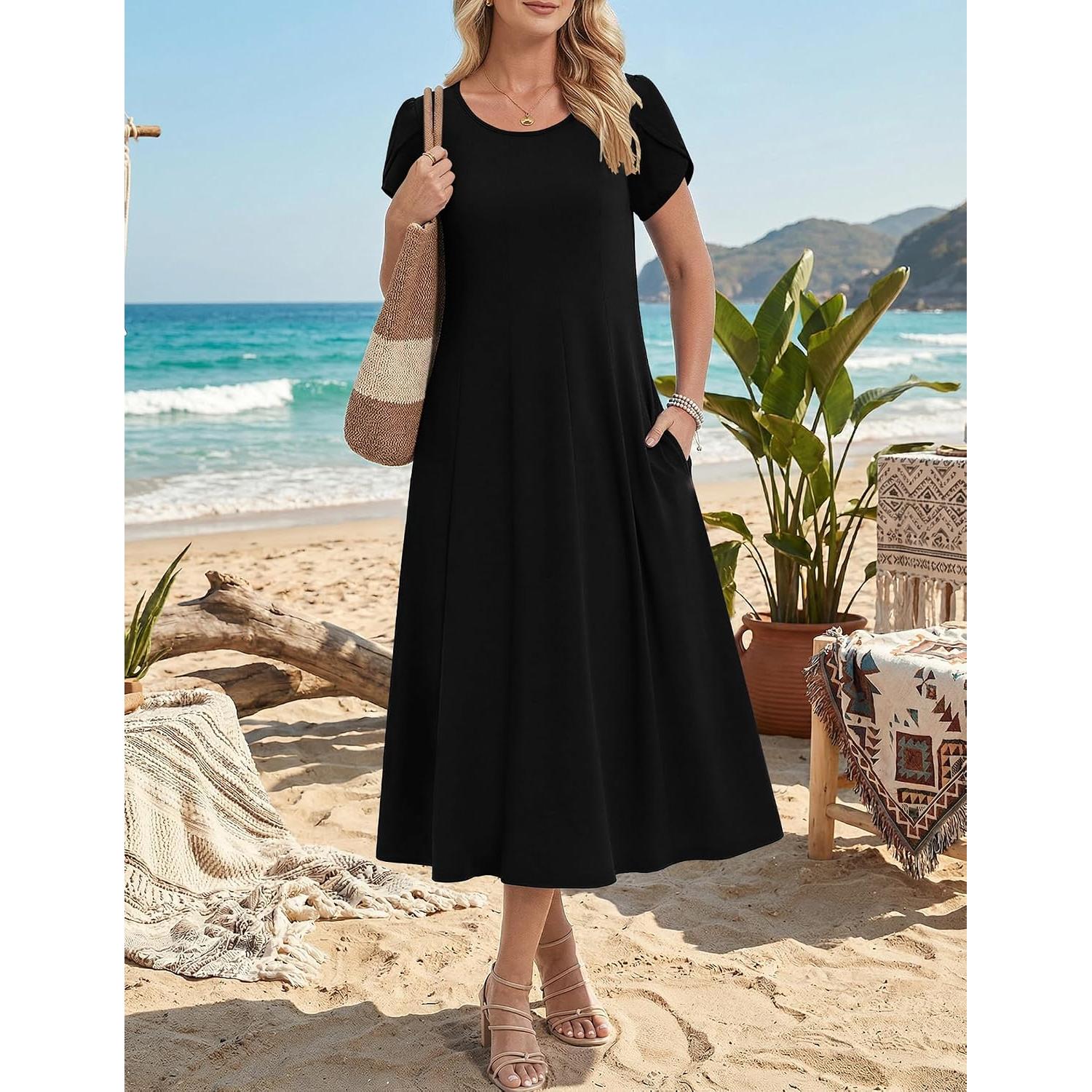 Zeagoo Womens Summer Midi Dress With Pockets S XXL