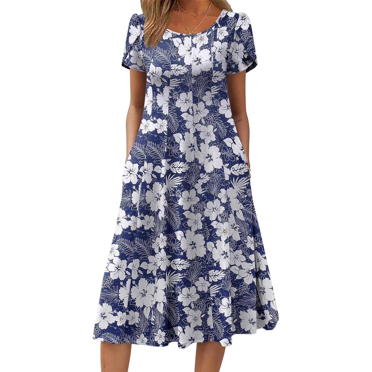 Zeagoo Womens Summer Midi Dress With Pockets S XXL