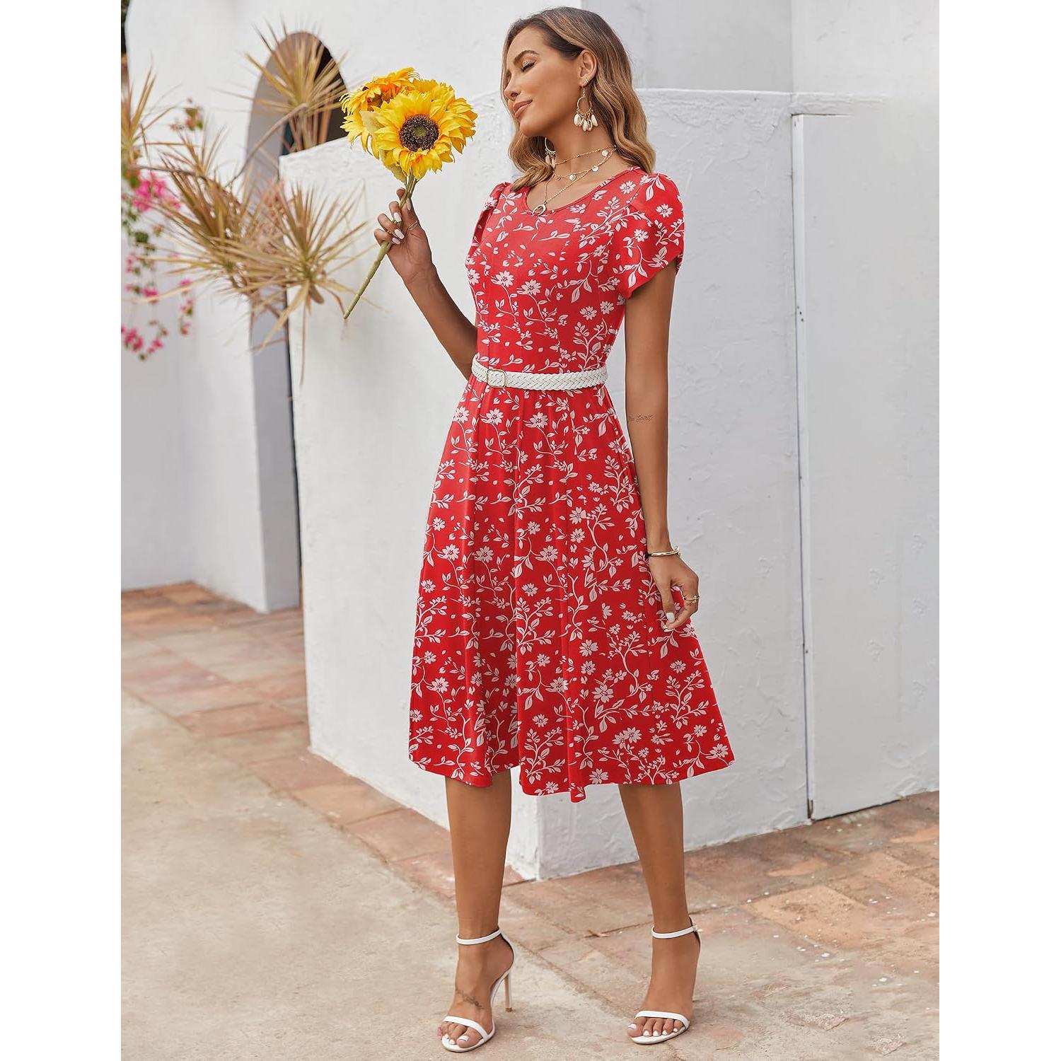 Zeagoo Womens Summer Midi Dress With Pockets S XXL