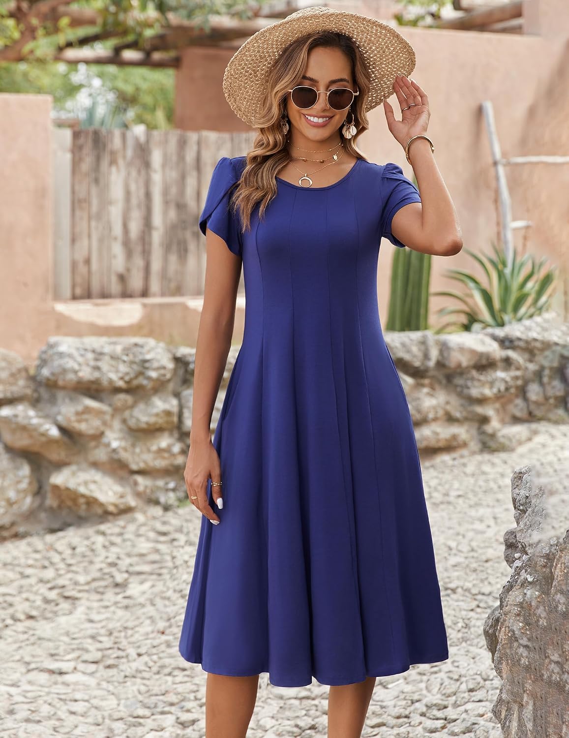 Zeagoo Womens Summer Midi Dress With Pockets S XXL