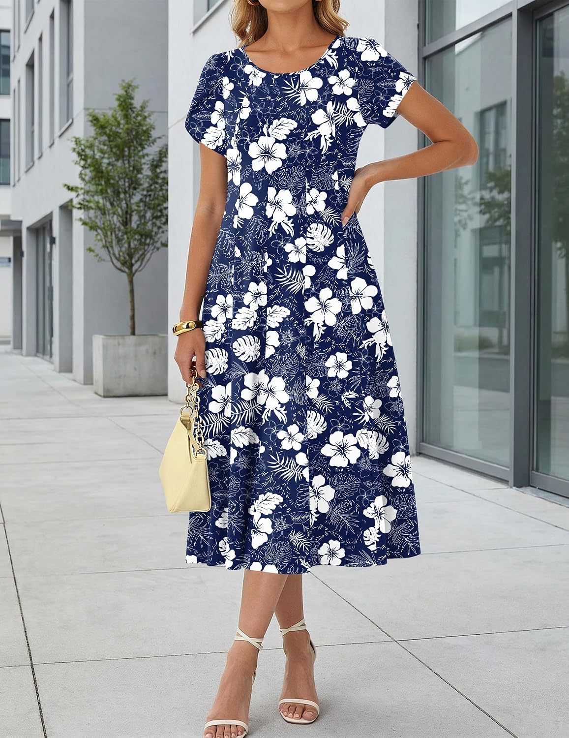 Zeagoo Womens Summer Midi Dress With Pockets S XXL