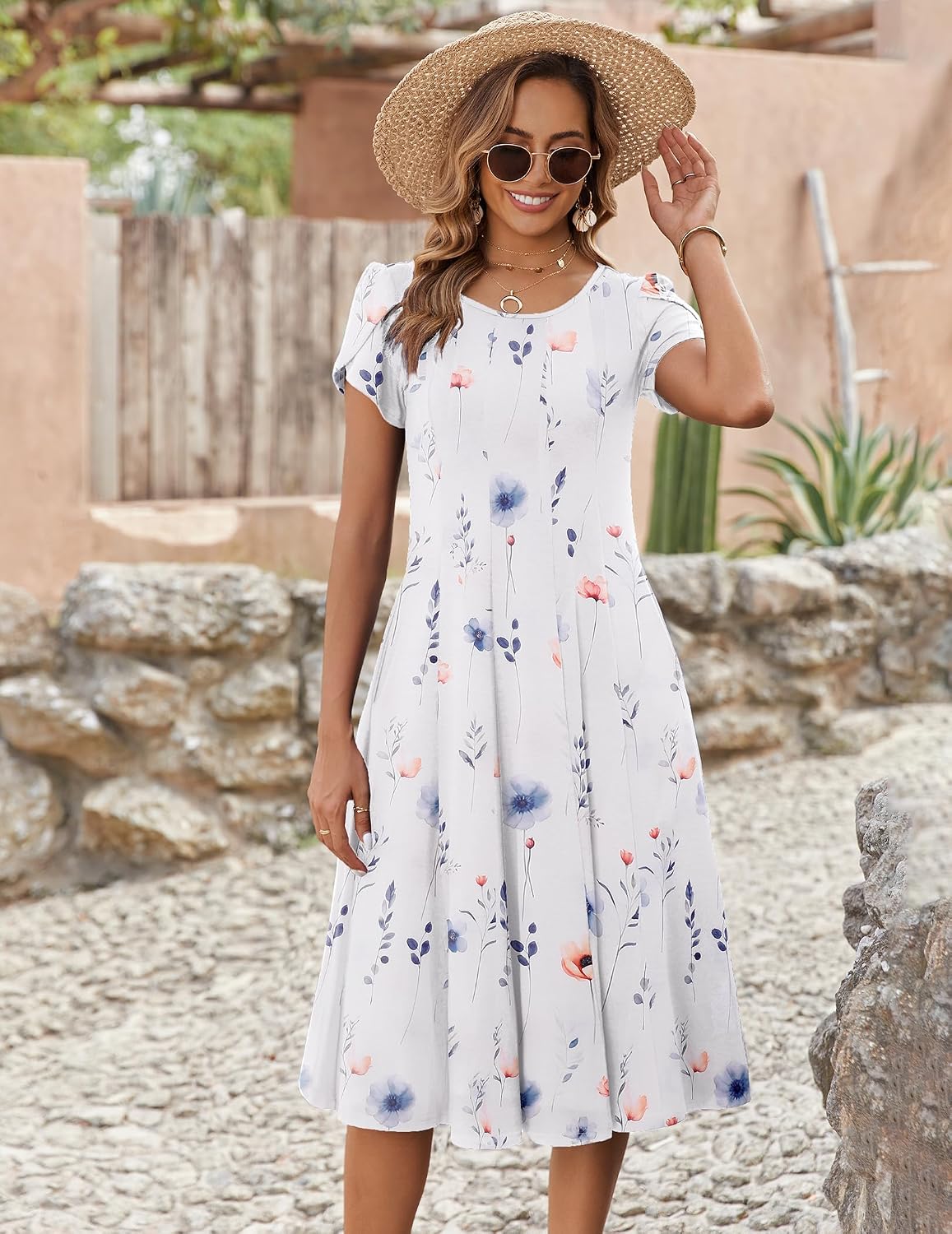 Zeagoo Womens Summer Midi Dress With Pockets S XXL