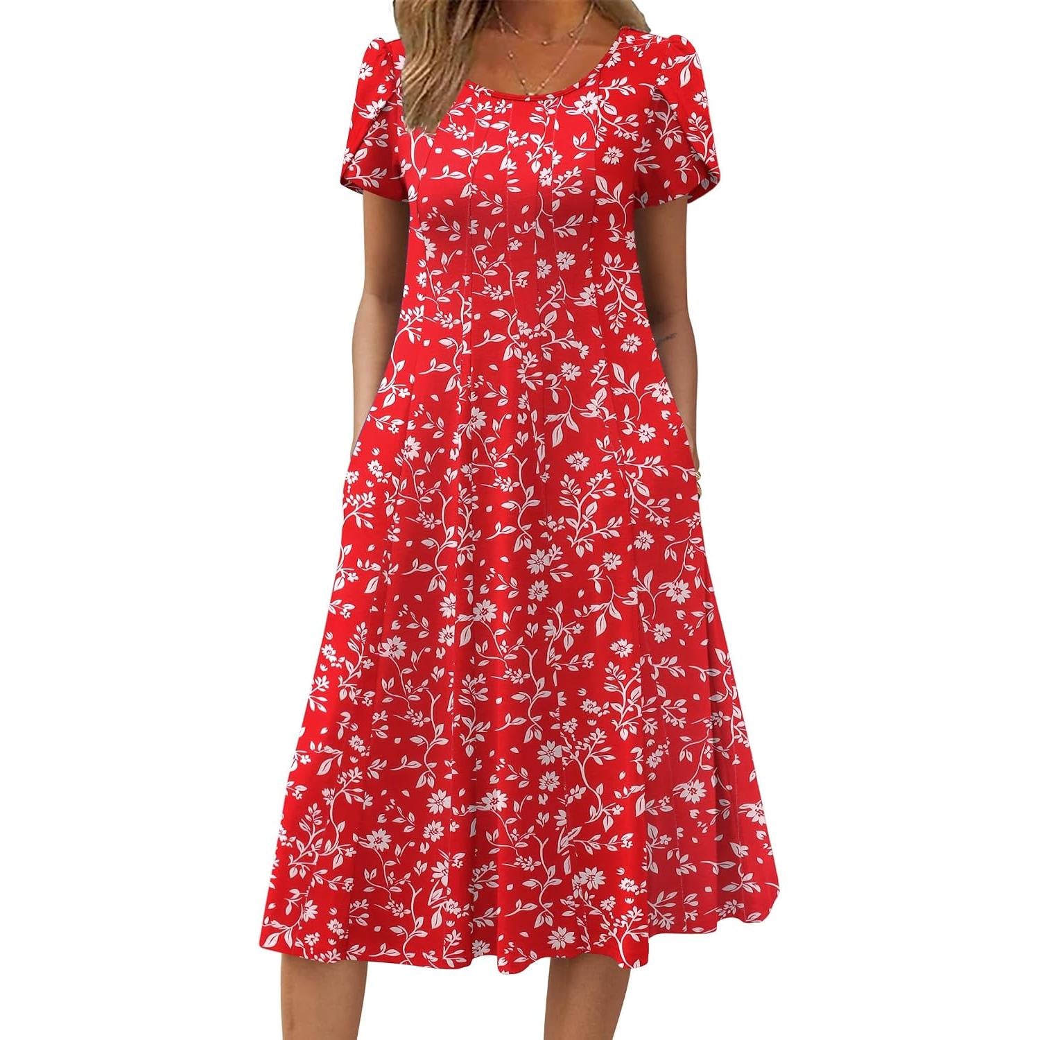 Zeagoo Womens Summer Midi Dress With Pockets S XXL
