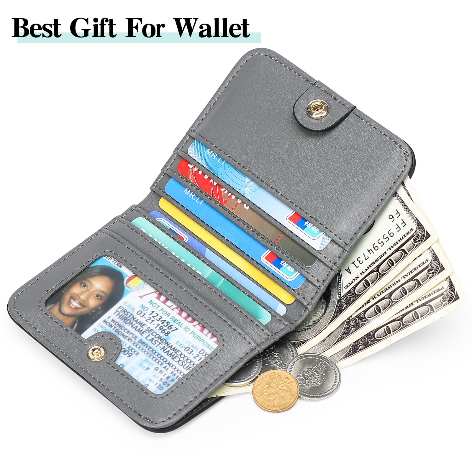 GAEKEAO RFID Blocking Leather Compact BiFold Wallet