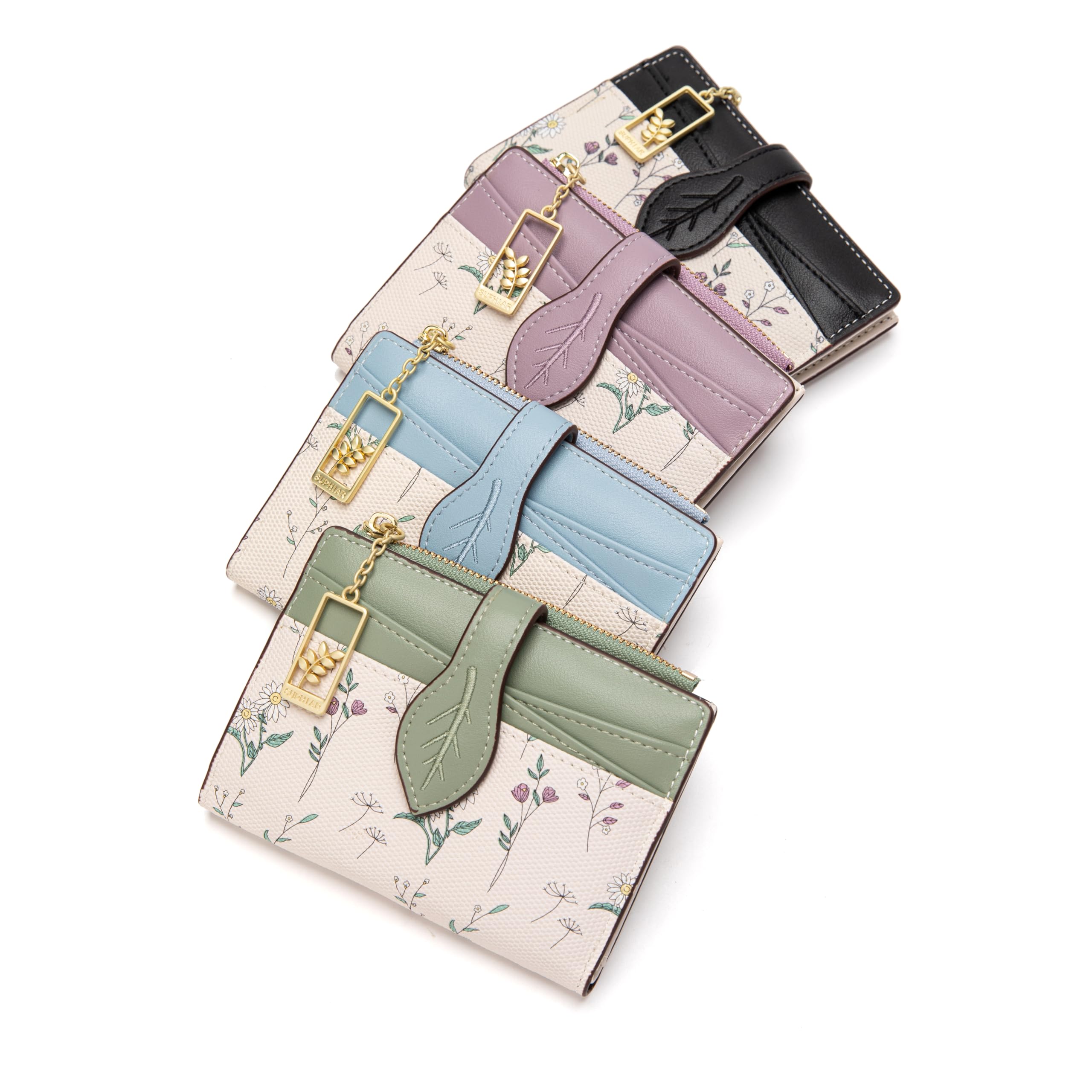 Chaofanxi RFID Blocking Green Leather Bifold Wallet