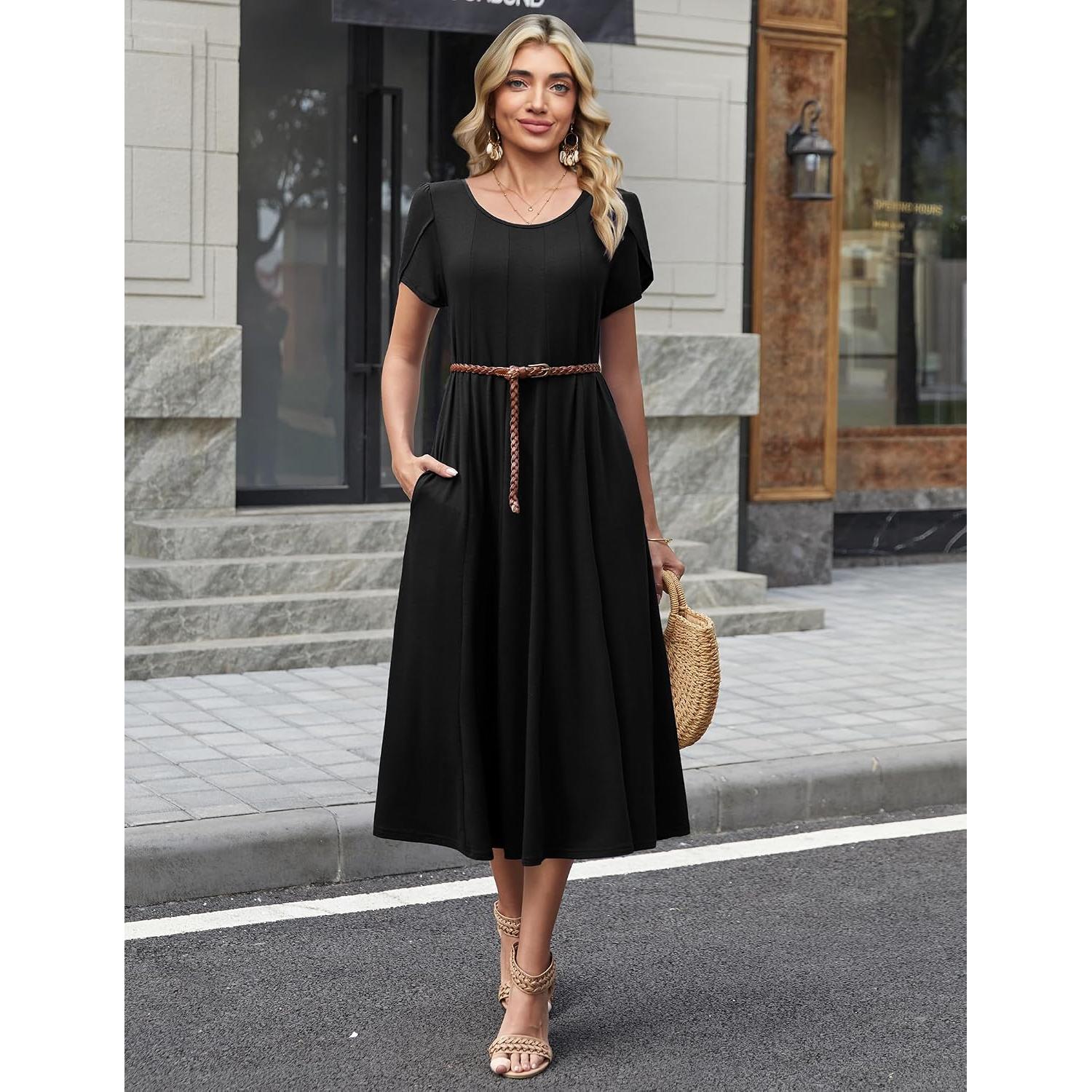 Zeagoo Womens Summer Midi Dress With Pockets S XXL