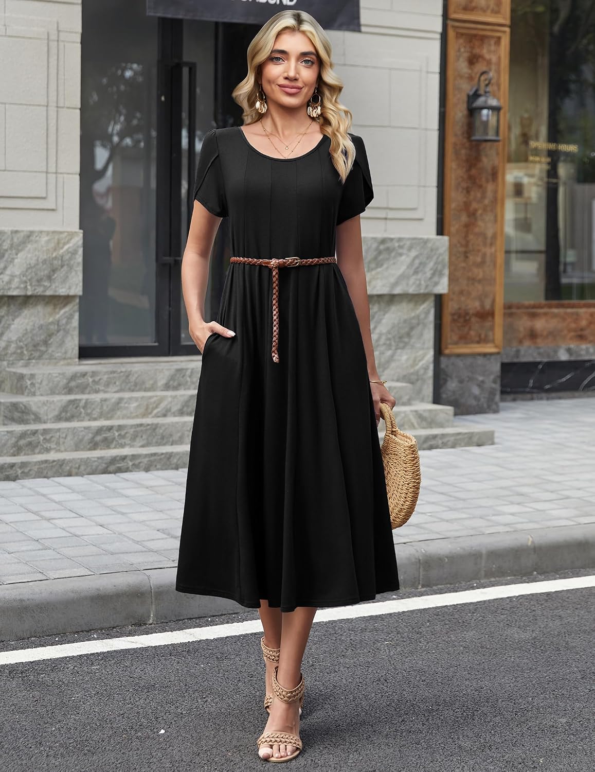 Zeagoo Womens Summer Midi Dress With Pockets S XXL