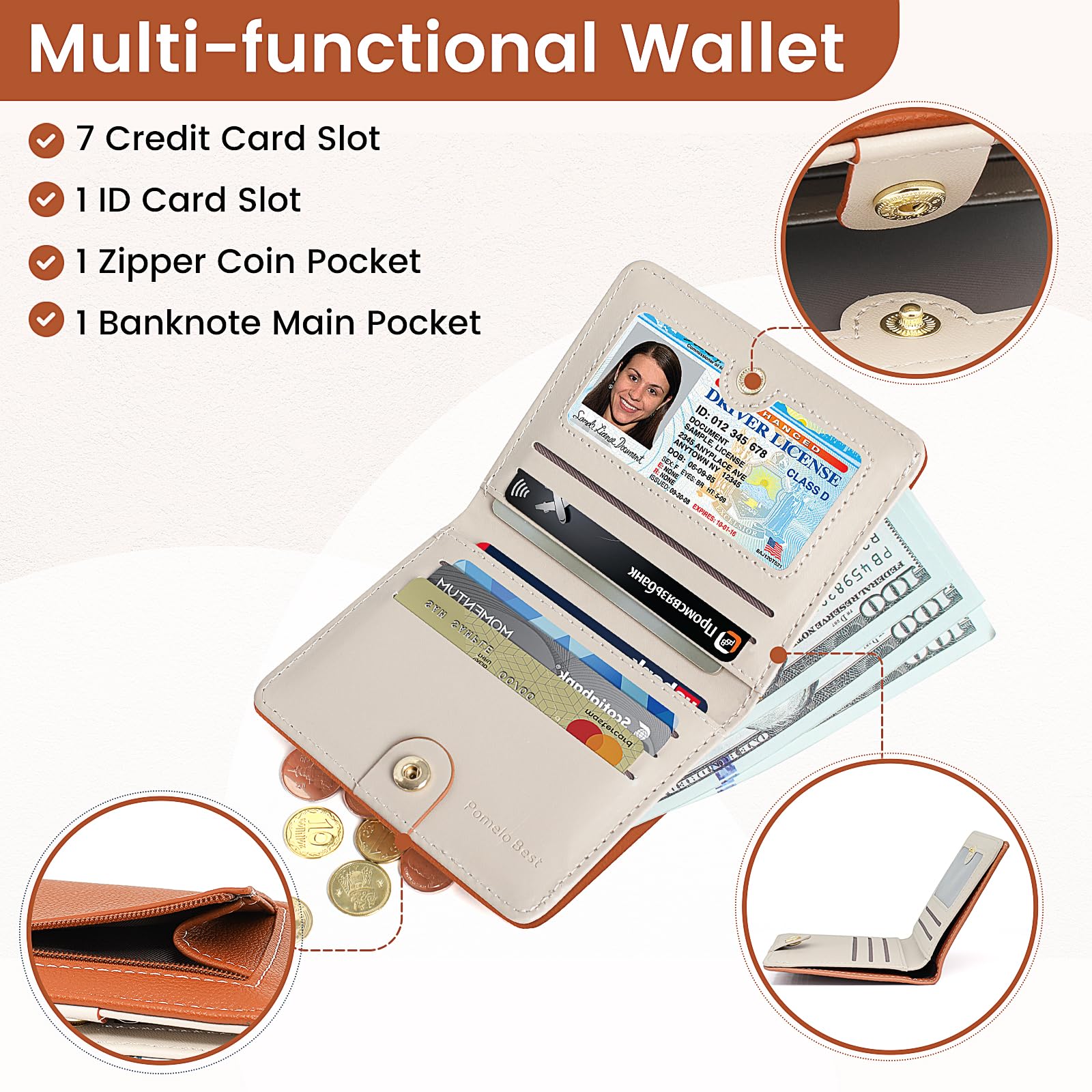 Pomelo Best Pink RFID Blocking Small Wallet With Zipper