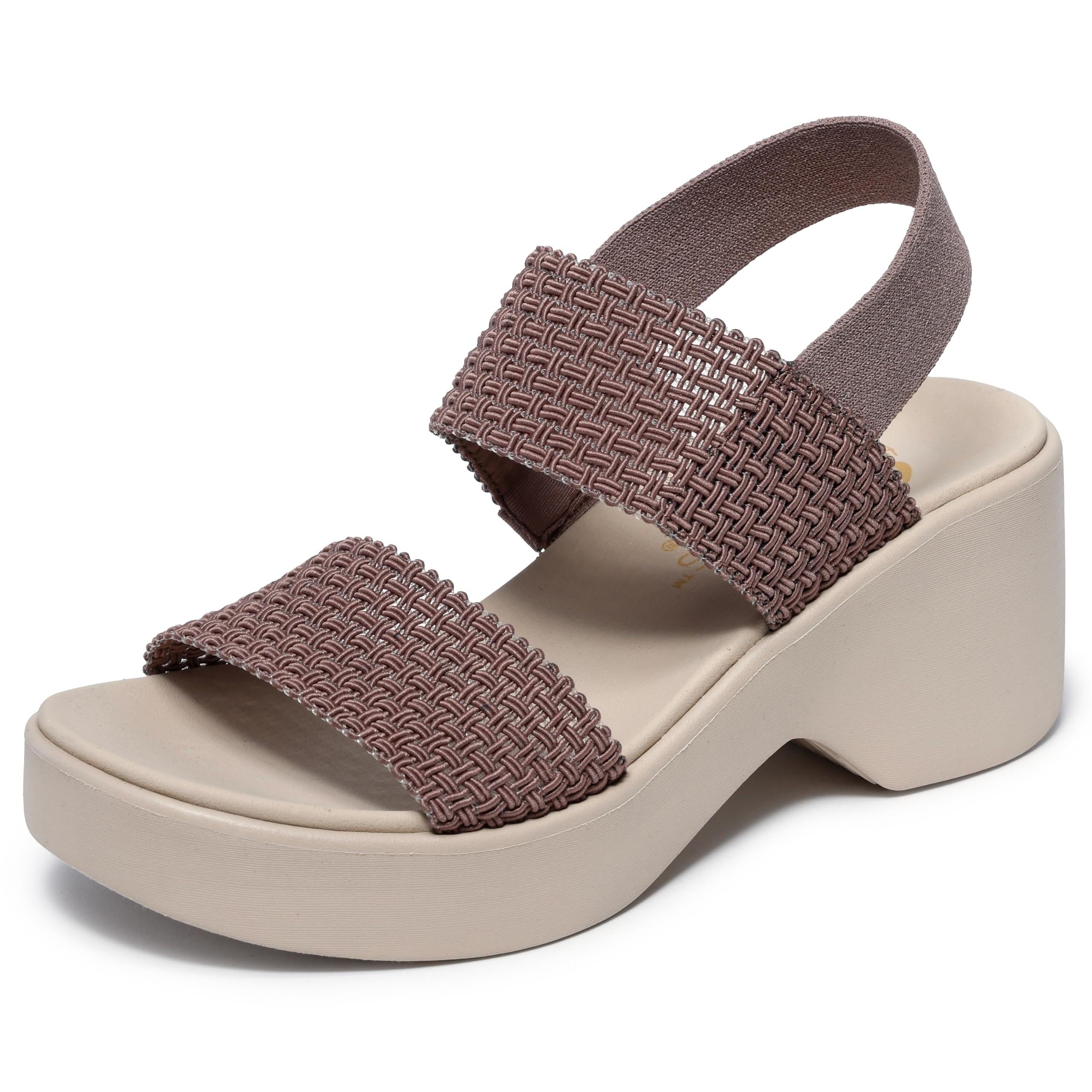 Skechers Cali DayHeeled Sandal Woven Sling Back Luxe Foam