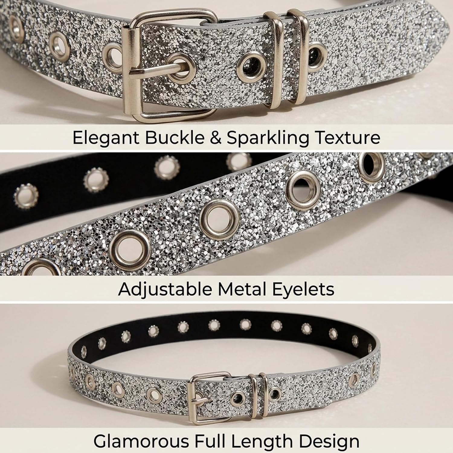 Glamora Silver Rhinestone Belt For Women