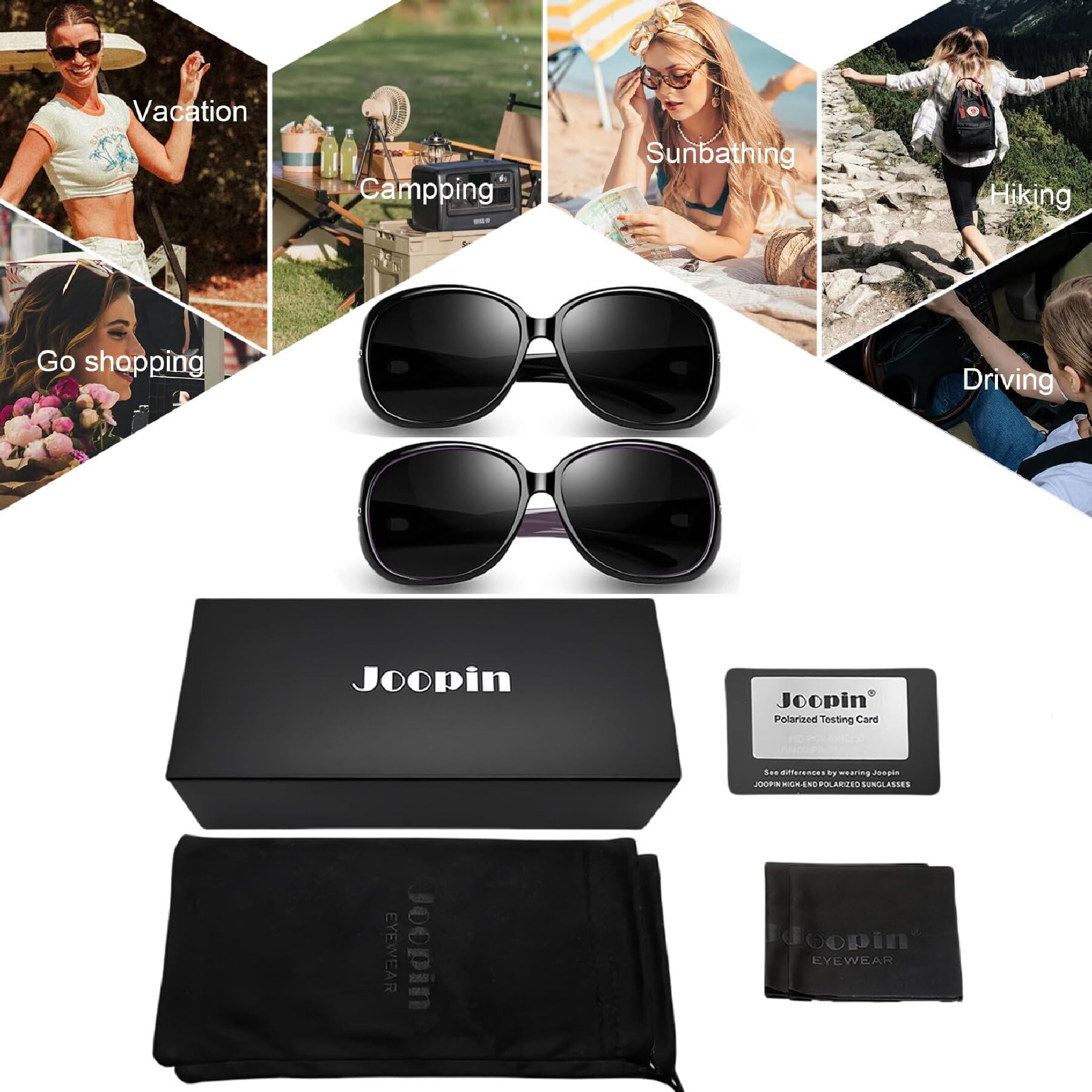 Joopin Oversized Polarised Sunglasses For Women Retro Frames